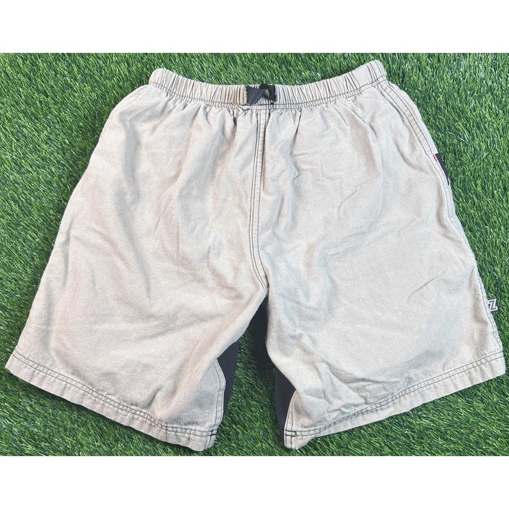 VTG Zoic Cycling Cargo Shorts Tan Men Size Large Lined Elastic Waist USA Made - Picture 2 of 16